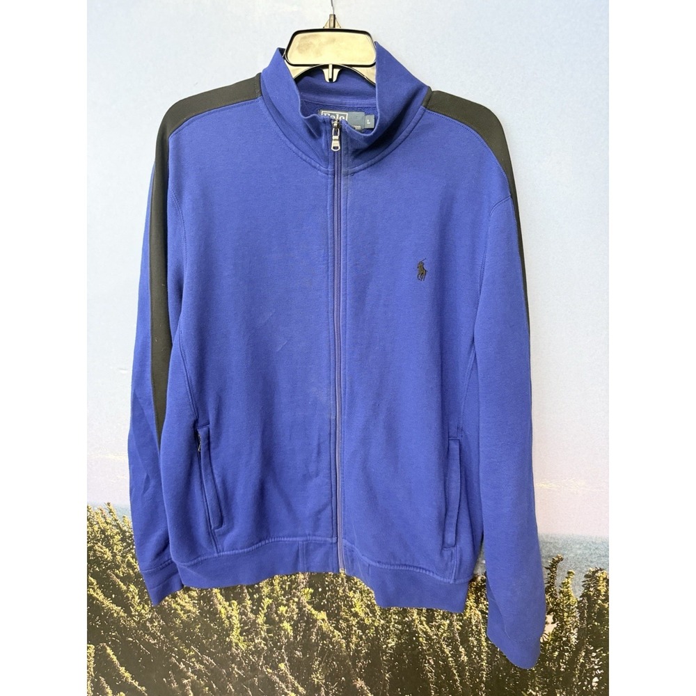 Polo Ralph Lauren Mens Double Knit‎ Full Zip Track Jacket Size L Blue